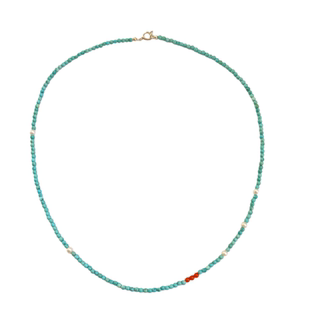 2mm新中式天然绿松石珍珠极细锁骨链小众设计女款颈饰项链毛衣链