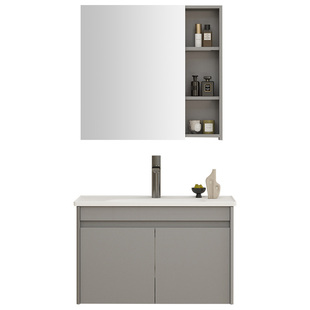 箭牌浴室柜组合灰色卫生间洗脸盆柜陶瓷一体盆小户型卫浴柜洗漱台