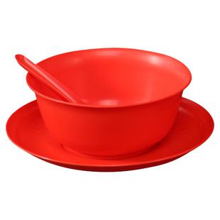 稻壳一次性碗红色食品级饭碗家用加厚结婚新年用餐碗筷盘餐具套装