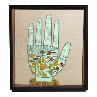 India miniature 印度手绘瑜伽符号细密画家居装饰画墙画