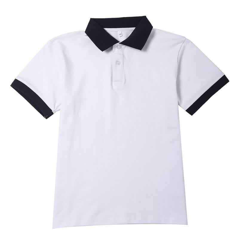 中学生校服短袖T恤藏青白色上衣