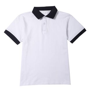 中学生校服短袖T恤夏季套装高中生藏青白色上衣polo衫初中生班服