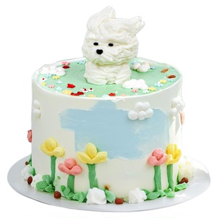 风吹可爱潦草小狗巧克力蛋糕装饰摆件立体黄油小熊小动物生日插件