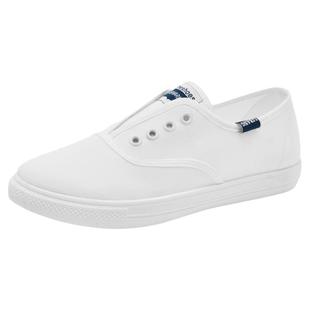 老北京布鞋女2026夏季新款薄款浅口懒人一脚蹬透气小白帆布单鞋子