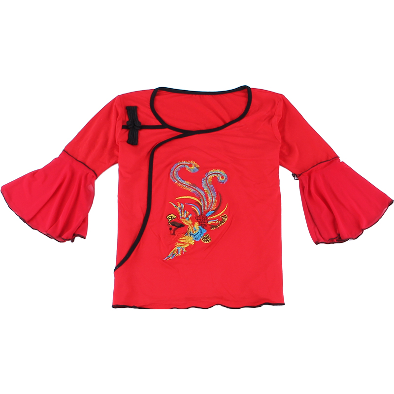 广场舞服装 新款春夏莫代尔民族风拉丁舞服跳舞练功舞蹈凤凰上衣