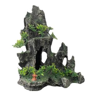 假山装饰鱼缸造景摆件水族箱摆件躲避洞仿真假山水草全套庭院盆景