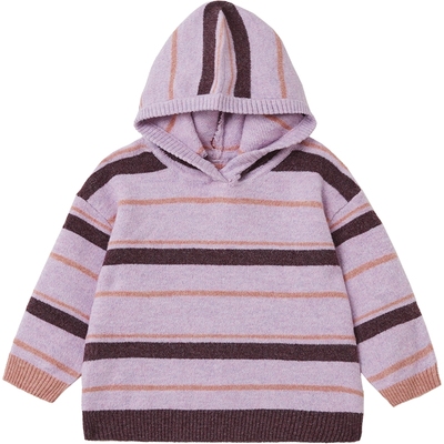 papa儿童毛衣洋气条纹连帽针织衫