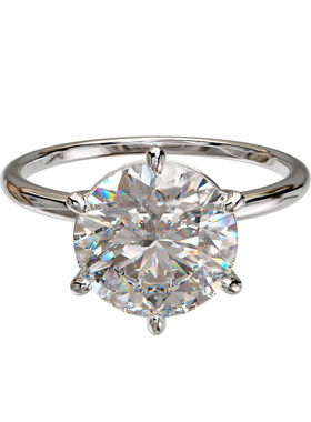 壹钻18K金圆形主石六爪单钻戒指