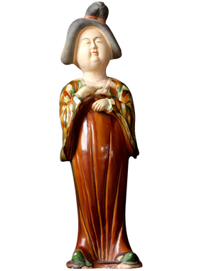 仿古风洛阳唐三彩胖妞饰件陶俑