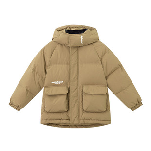 男童羽绒服冬款儿童中大童鸭绒外套熔岩红色摩卡色保暖110~160潮