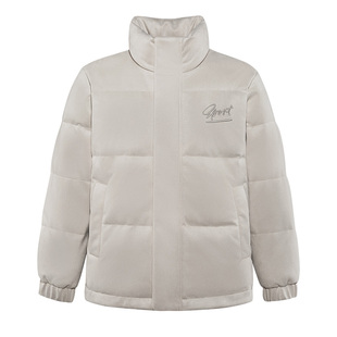 森马羽绒服男质感仿麂皮廓形冬新款纯色绣花绒面外套情侣宽松百搭