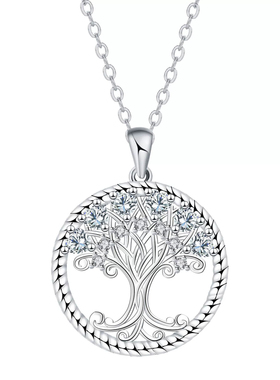 原创生命树项链女银色男女通用锁骨链吊坠镂空颈链礼物潮衣服搭配