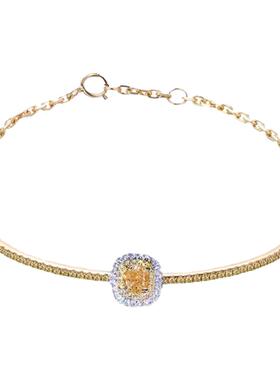 D色莫桑石公主肥方黄钻手镯