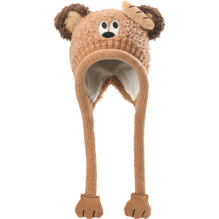 畹町儿童护耳帽饼干熊耳朵加绒雷锋帽冬季保暖男女孩泰迪毛绒帽子