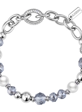 阿吉豆灰色水晶珍珠小众手链