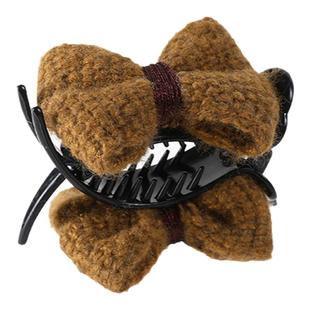 盘发丸子头抓夹新年针织红色蝴蝶结发夹女2026新款高级感发卡头饰