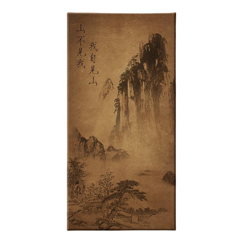 见山入户进门玄关装饰画中式宋代美学竖版走廊过道正对墙茶室挂画