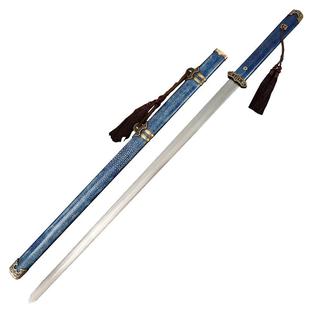 龙泉古羽唐剑唐横刀花纹钢烧刃长刀长剑仿鱼皮工艺收藏唐剑未开刃