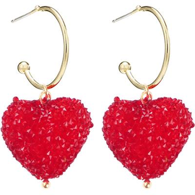 2021结婚礼喜庆红色桃心耳钉网红