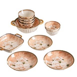 日式碗碟套装家用碗盘餐具套装礼物碗具釉下彩乔迁之喜新居盘子碗