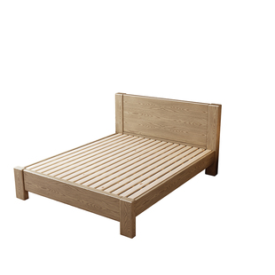 白蜡木实木床现代简约主卧双人床北欧小户型次卧单人高箱储物床