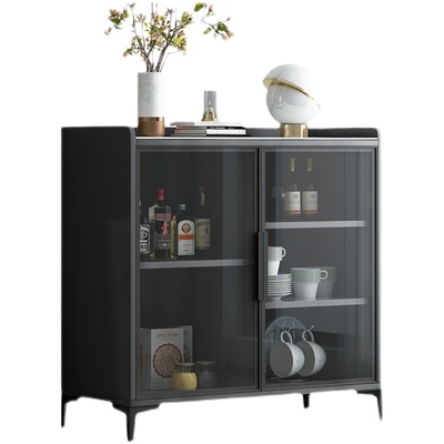 实木木岩板小尺寸客厅收纳餐边柜