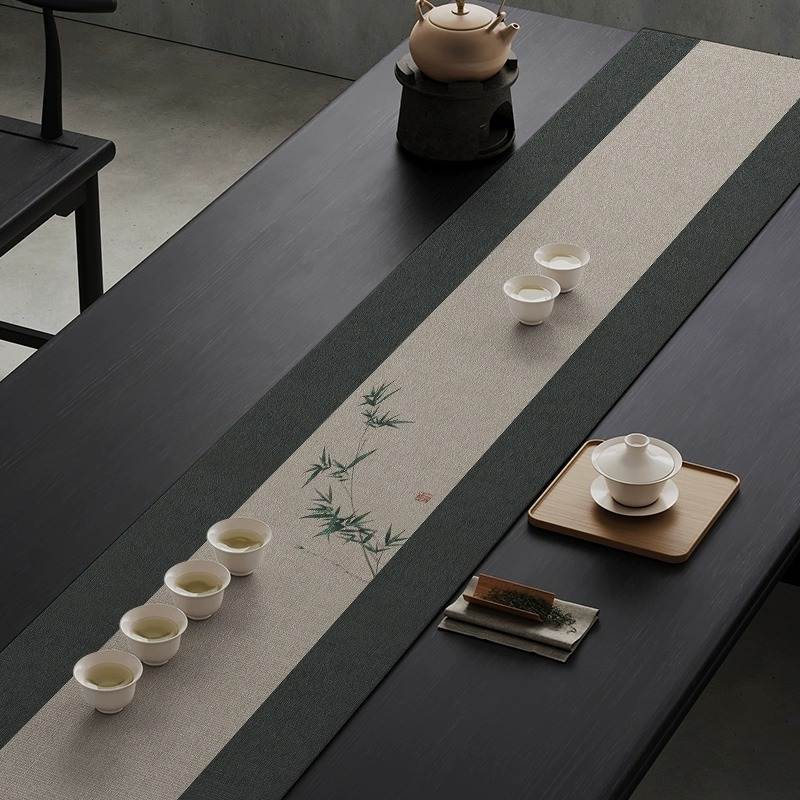 新中式禅意桌旗客厅茶室台茶几高级茶办公室桌布茶席长条茶旗茶桌