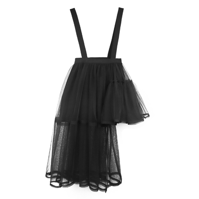 手工自制不规则背带网纱长裙