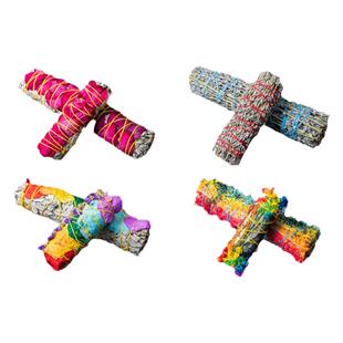 七彩花瓣白鼠尾草雏菊红玫瑰香薰杖美国加洲净化 清理white sage