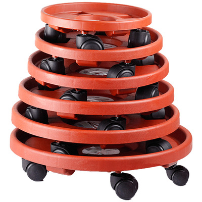 花盆托盘大号万向轮厚红色带轮子