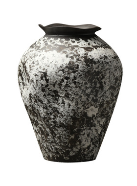 景德镇侘寂风禅意陶瓷大花瓶复古怀旧粗陶陶罐家居插花装饰品摆件