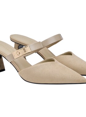CHARLES&KEITH26春新款CK1-60580331一字带尖头低跟穆勒拖鞋凉拖