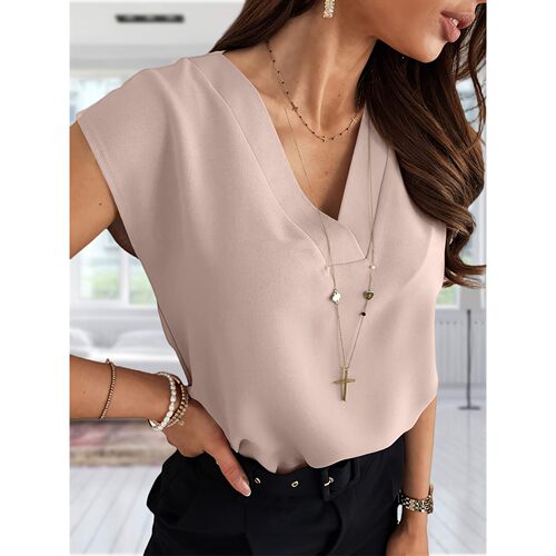 T 14600 V Neck Sleeves Blouse 女士衬衫 跨境主打亚马