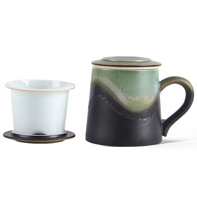 象上【雨眠办公室茶杯】茶水分离男士马克杯带盖个人生日高档礼盒