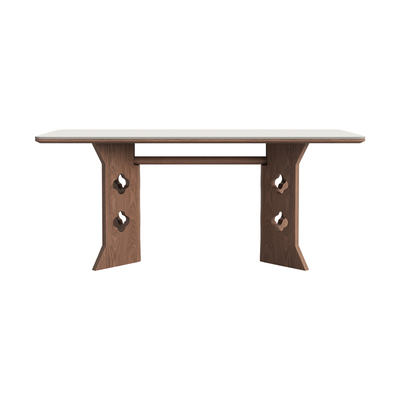 奥古斯特胡桃色实木岩板餐桌