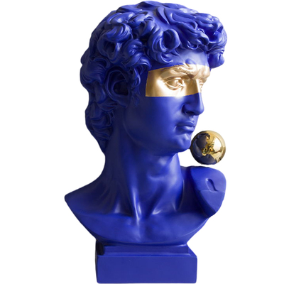 树脂摆件艺术雕塑克莱因蓝金球