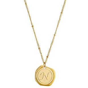 自营 savvy cie jewels22K 镀金硬币初始项链 n 美国奥莱直发吊坠