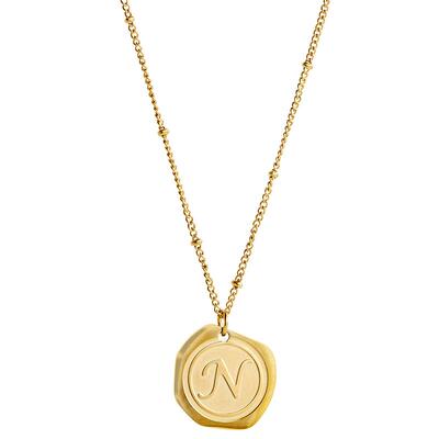 自营 savvy cie jewels22K 镀金硬币初始项链 n 美国奥莱直发吊坠