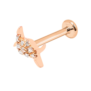 DJULA华丽摇滚系列18K金镶钻单只玫瑰金白金耳钉女