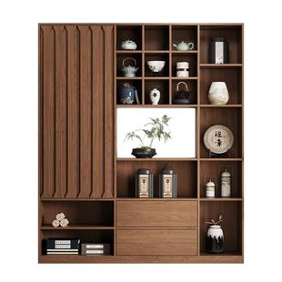 复古博古架实木中式茶具置物架紫砂壶摆放架茶室多宝阁展示储物柜