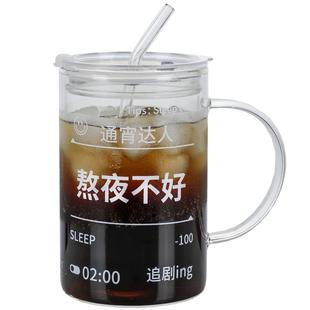 喝水杯子大容量1000ml高硼硅玻璃杯带盖带吸管耐高温办公室泡茶杯