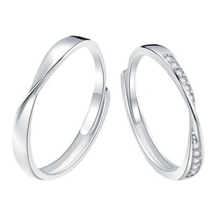 莫比乌斯环纯银情侣戒指一对男女小众素圈学生刻字情人节礼物对戒