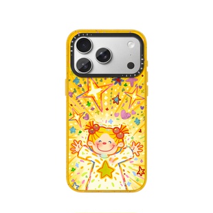 benefit治愈系涂鸦发光女孩适用于iphone17promax苹果16PRO晶盾磁吸手机壳15新款13套14冰川纹12防摔彩色边框