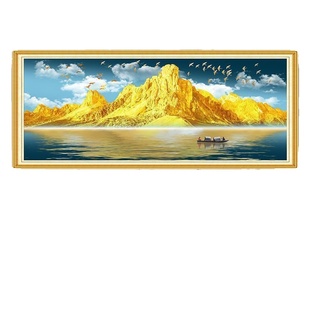 背靠金山银山床头画客厅沙发背景墙装饰画金山财源滚滚好寓意贴画