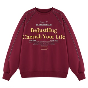 BJHG不计后果美式卫衣男2025新款秋冬潮牌重磅暖皮宽松情侣上衣女