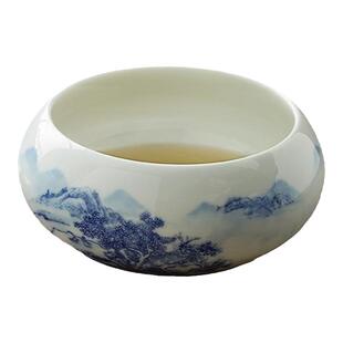 陶瓷大号茶洗缸手绘青花瓷功夫茶具配件洗茶碗茶道零配笔洗水盂