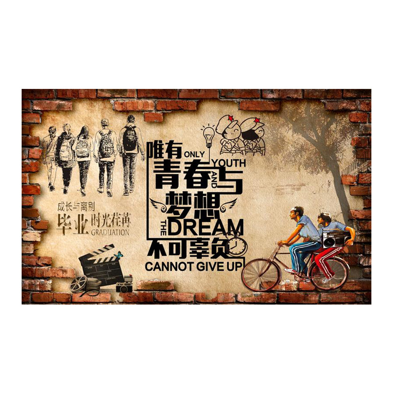 80年代怀旧墙面装饰复古海报墙贴餐饮店墙纸贴画饭店贴画壁画贴纸