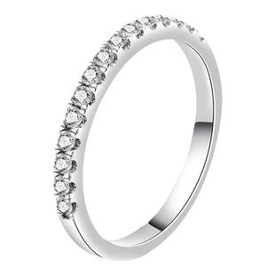 唐奢925纯银18K包金D色莫桑石单排仿真钻戒指女时尚个性小众设计