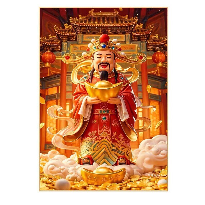 5d财神爷钻石画方钻满钻100cm以上招财进宝粘贴钻十字绣砖石画大