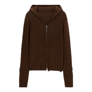 TKY SHOP牦牛绒连帽针织开衫女2025冬新款高级感毛衣修身显瘦上衣